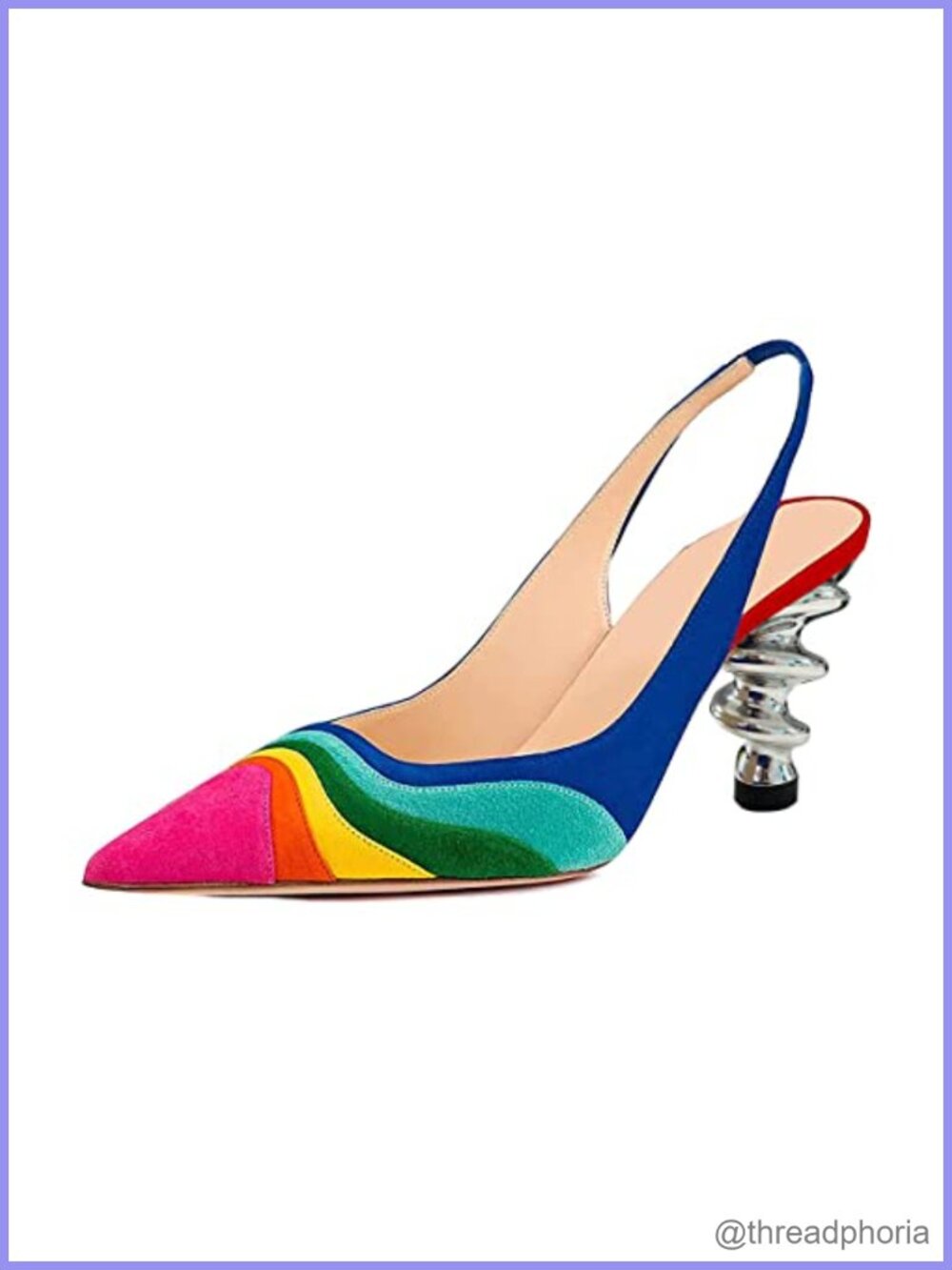 Metallic Spiral Heels Slip On Slingback Pointed Toe Pumps Party
